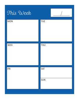 Blue With White Text Weekly Home Organizer Dry Erase Magnet by DCM Solutions