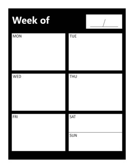 Black With White Text Weekly Business Organizer Dry Erase Magnet by DCM Solutions
