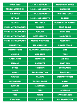 Green Ultimate Rounded Tool Box Magnetic Labels By DCM Solutions