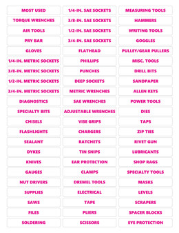 Pink Inverted Ultimate Rounded Tool Box Magnetic Labels By DCM Solutions Pink Inverted Ultimate Rounded Tool Box Magnetic Labels By DCM Solutions