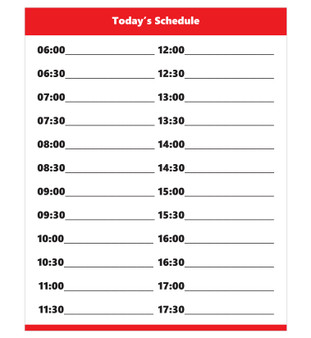 Red Dry Erase Hourly Schedule Magnet (24 Hour Clock) By DCM Solutions
