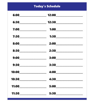 Blue Dry Erase Hourly Schedule Magnet (Standard Clock) By DCM Solutions