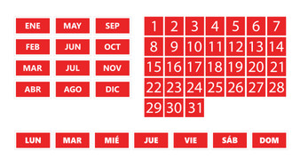 Red Whiteboard Calendar Magnet Spanish Bundle (Dates, Days of The Week, Months) By DCM Solutions