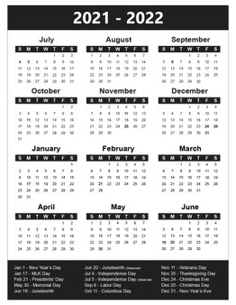 Black 2021-2022 School Year Magnetic Calendar by DCM Solutions
