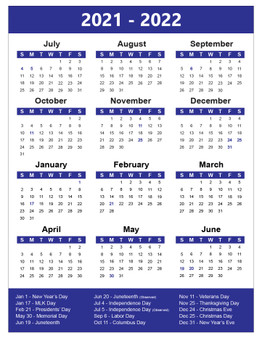 Blue 2021-2022 School Year Magnetic Calendar by DCM Solutions