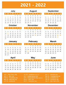 Orange 2021-2022 School Year Magnetic Calendar by DCM Solutions