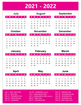 Pink 2021-2022 School Year Magnetic Calendar by DCM Solutions