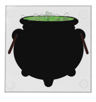 Witches Cauldron Halloween 3.5" Square Glass Coasters