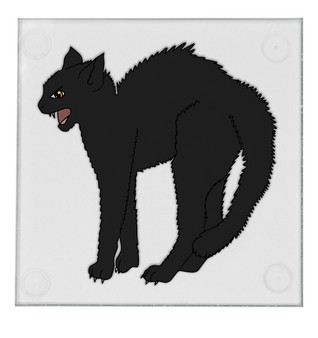 Black Cat Halloween 3.5" Square Glass Coasters by DCM Solutions