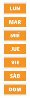 Orange Spanish Days of The Week Calendar Magnets by DCM Solutions