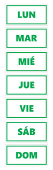 Green Inverted Spanish Days of The Week Calendar Magnets by DCM Solutions