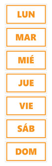 Orange Inverted Spanish Days of The Week Calendar Magnets by DCM Solutions