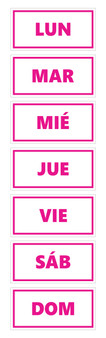 Pink Inverted Spanish Days of The Week Calendar Magnets by DCM Solutions