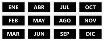 Black Spanish Calendar Month Magnets by DCM Solutions