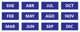 Blue Spanish Calendar Month Magnets by DCM Solutions