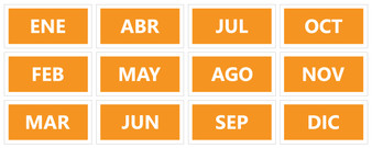 Orange Spanish Calendar Month Magnets by DCM Solutions