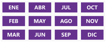 Purple Spanish Calendar Month Magnets by DCM Solutions