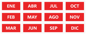 Red Spanish Calendar Month Magnets by DCM Solutions
