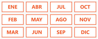 Burnt Orange Inverted Spanish Calendar Month Magnets by DCM Solutions