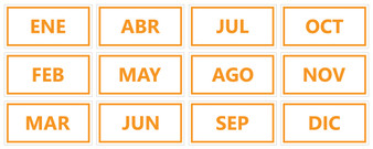Orange Inverted Spanish Calendar Month Magnets by DCM Solutions