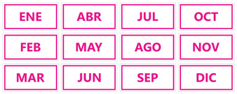 Pink Inverted Spanish Calendar Month Magnets by DCM Solutions