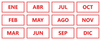 Red Inverted Spanish Calendar Month Magnets by DCM Solutions