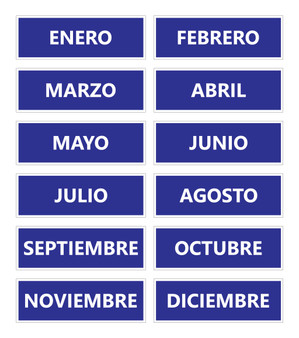 Blue Spanish Calendar Month Magnets Non-Abbreviated by DCM Solutions