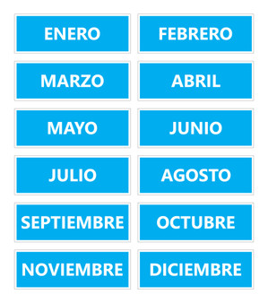 Cyan Spanish Calendar Month Magnets Non-Abbreviated by DCM Solutions