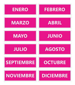 Pink Spanish Calendar Month Magnets Non-Abbreviated by DCM Solutions