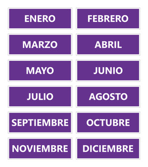 Purple Spanish Calendar Month Magnets Non-Abbreviated by DCM Solutions