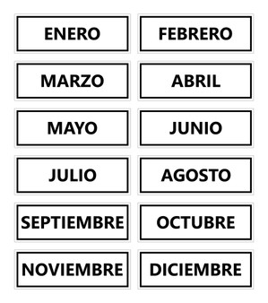 Black Inverted Spanish Calendar Month Magnets Non-Abbreviated by DCM Solutions