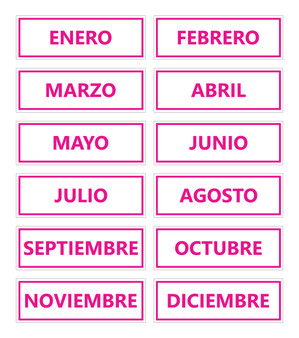 Pink Inverted Spanish Calendar Month Magnets Non-Abbreviated by DCM Solutions