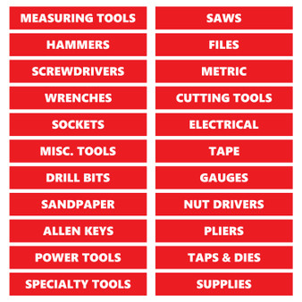 Red Tool Box Organizational Stickers Basic Set by DCM Solutions