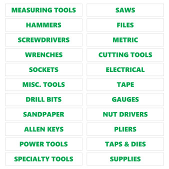 Green Inverted Tool Box Organizational Stickers Basic Set by DCM Solutions