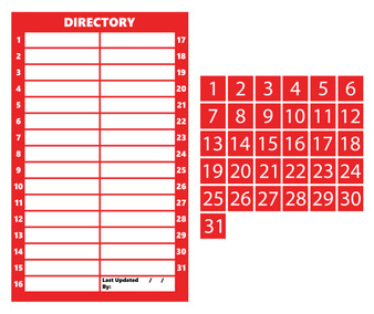 Red Dry Erase Magnetic Directory and Number Label Magnets Bundle by DCM Solutions