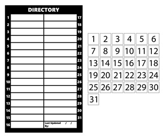 Black Inverted Dry Erase Magnetic Directory and Number Label Magnets Bundle by DCM Solutions
