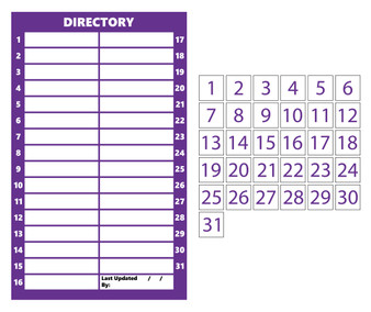 Purple Inverted Dry Erase Magnetic Directory and Number Label Magnets Bundle by DCM Solutions