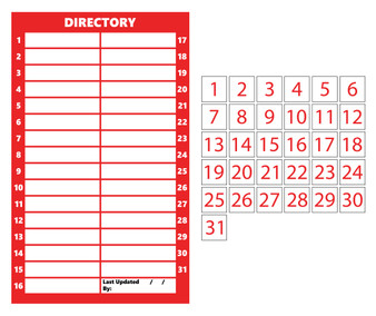 Red Inverted Dry Erase Magnetic Directory and Number Label Magnets Bundle by DCM Solutions