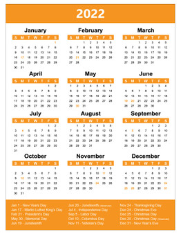 Orange 2022 Full Yearly Calendar Sticker by DCM Solutions