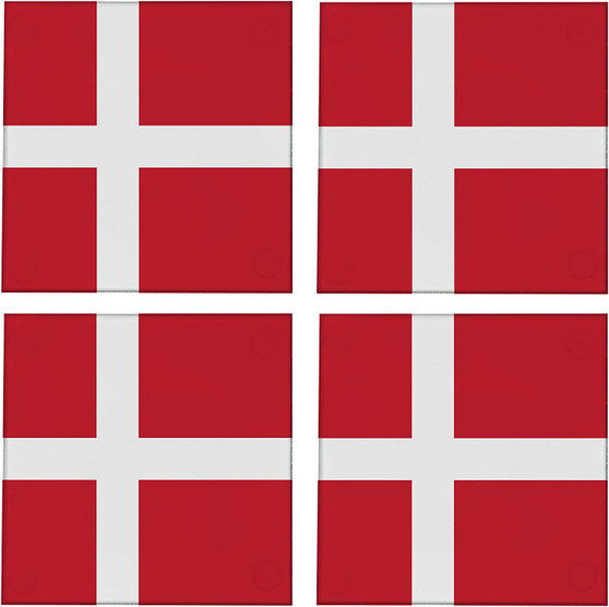 Denmark Flag 3.5" Square Glass Coasters by DCM Solutions