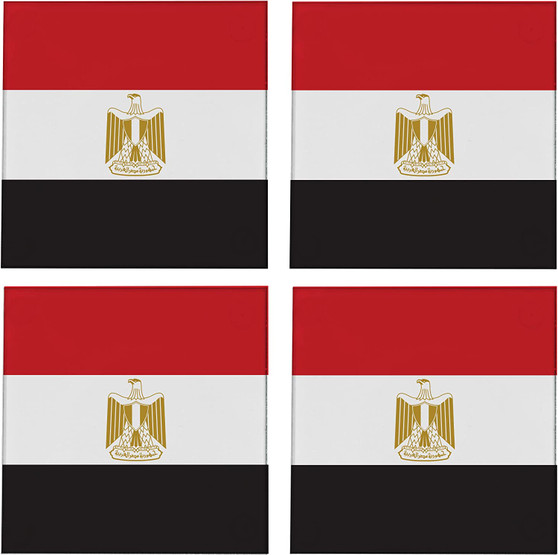 Egypt Flag 3.5" Square Glass Coasters by DCM Solutions