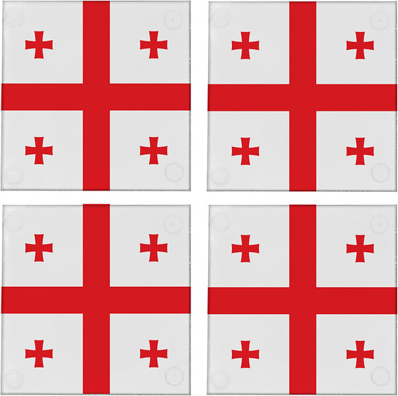 Georgia Flag 3.5" Square Glass Coasters by DCM Solutions