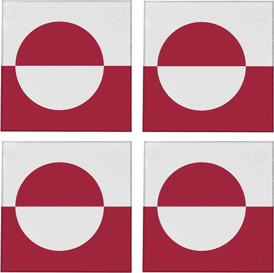 Greenland Flag 3.5" Square Glass Coasters by DCM Solutions