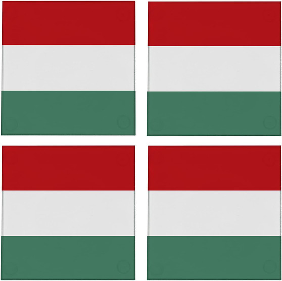 Hungary Flag 3.5" Square Glass Coasters by DCM Solutions