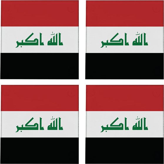 Iraq Flag 3.5" Square Glass Coasters by DCM Solutions