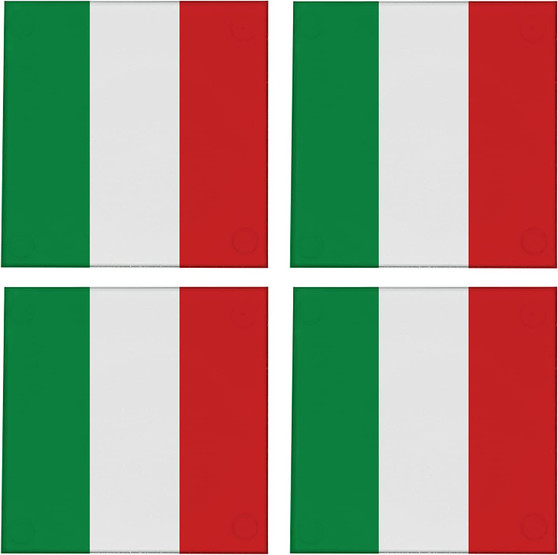 Italy Flag 3.5" Square Glass Coasters by DCM Solutions