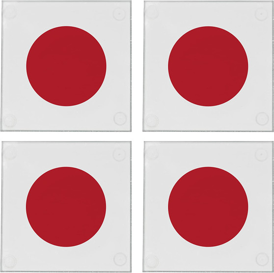 Japan Flag 3.5" Square Glass Coasters by DCM Solutions