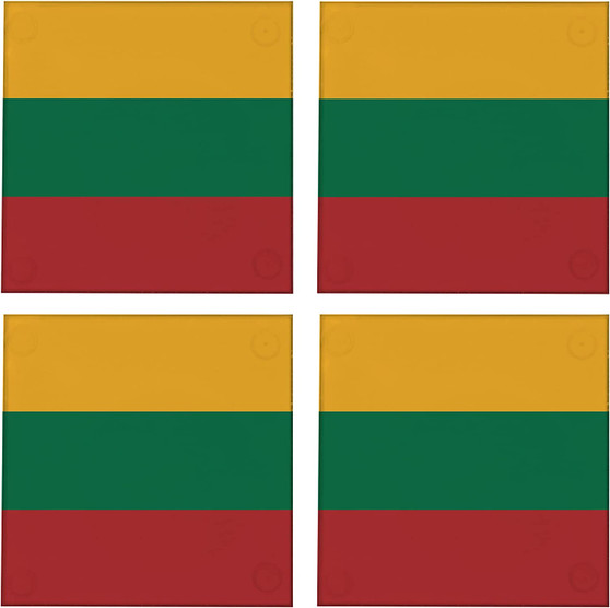 Lithuania Flag 3.5" Square Glass Coasters by DCM Solutions