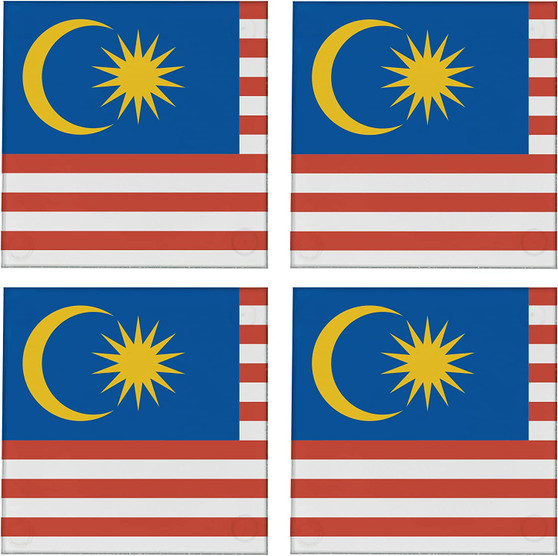 Malaysia Flag 3.5" Square Glass Coasters by DCM Solutions