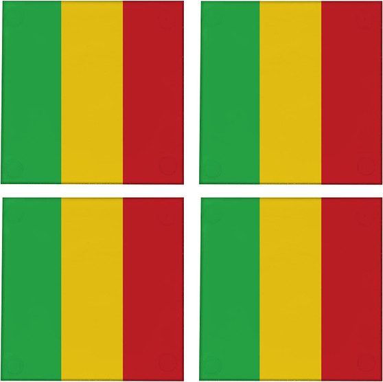Mali Flag 3.5" Square Glass Coasters by DCM Solutions